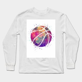 Basketball Ball Watercolor Sports Gift Long Sleeve T-Shirt